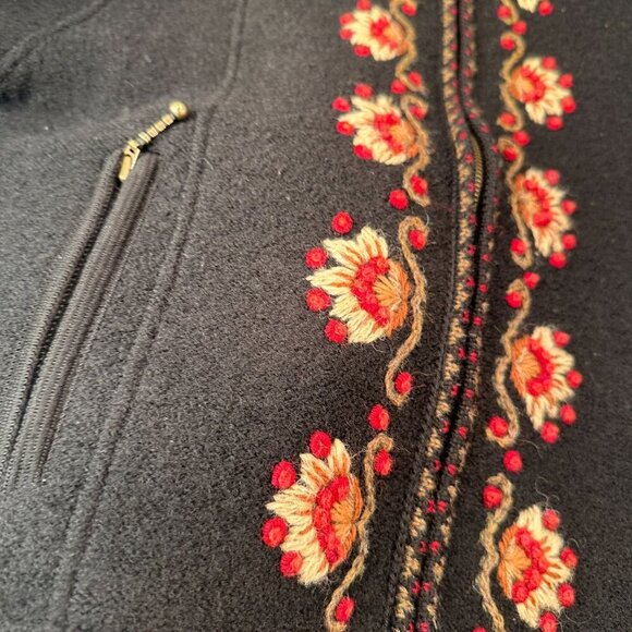 Icelandic Designs Wool Embroidered Jacket Women Floral Cottagecore Full Zip - Picture 7 of 16